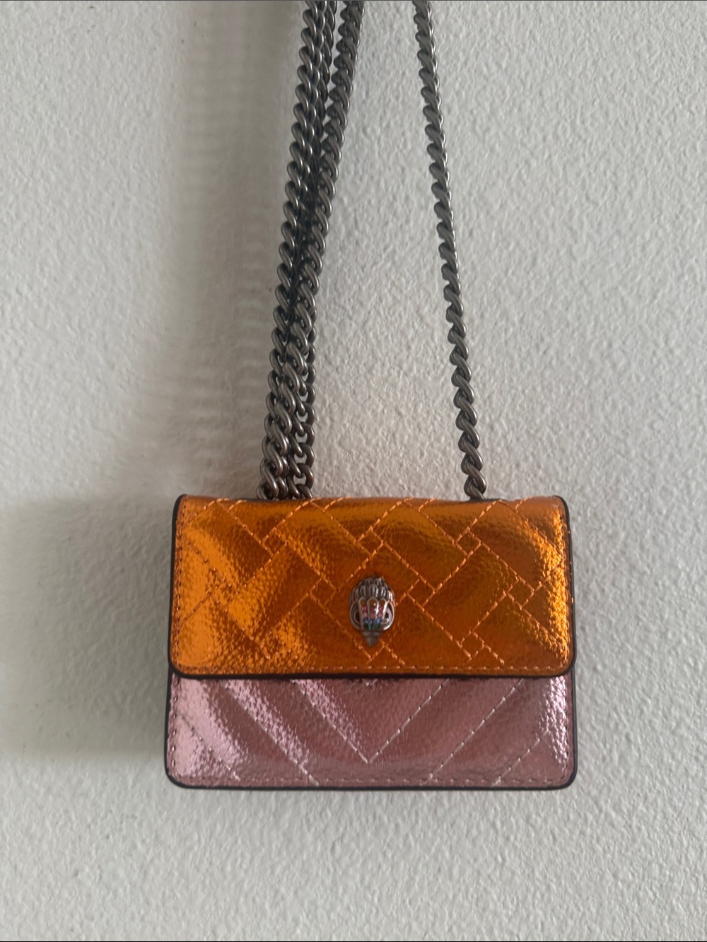 Metallic Kurt Geiger mini crossbody purse card holder